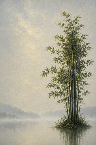 Einsame Bambusinsel Indonesien I Minimalistische Kunst