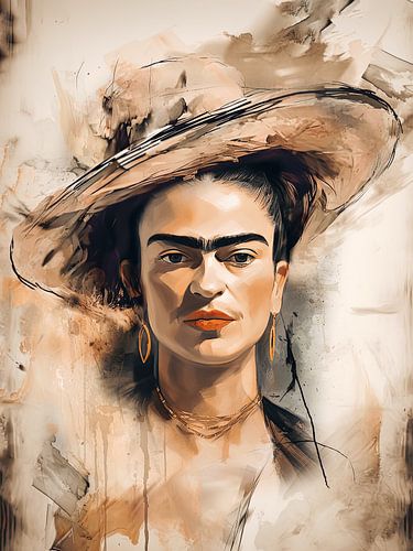 Abstract Frida in Beige van Maaike de Vries