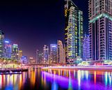 Dubai Marina lichtsporen van boten van Rene Siebring thumbnail
