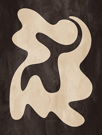 Abstract, geometric, minimalist art featuring organic forms in earth tones.