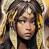 Jeune princesse africaine colorée en jaune, marron et noir sur Emiel de Lange