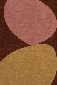 Moderne abstracte geometrische organische retrovormen in aardetinten: bruin, geel, roze van Dina Dankers