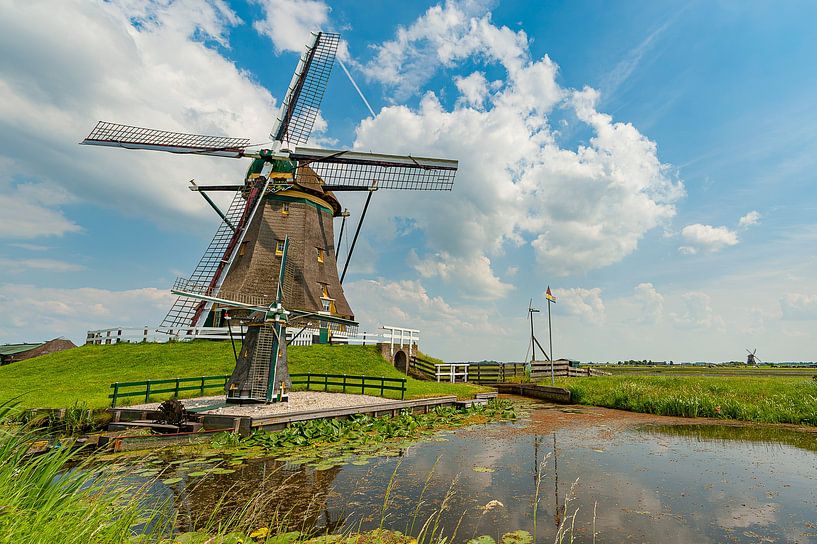 Dutch mill with small mill in front by Martien Janssen