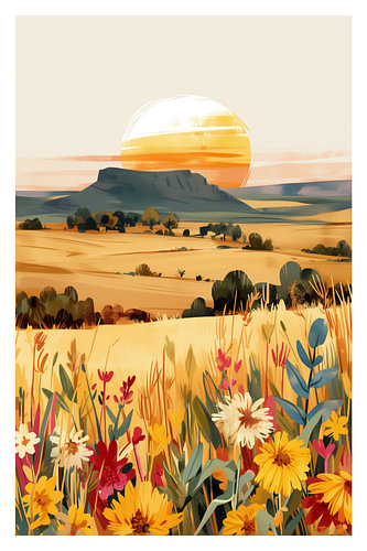 Die goldene Stunde über den Wildblumenebenen