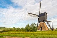 Niederländische Poldermühle kontrastiert mit dem bewölkten Himmel von Ruud Morijn Miniaturansicht
