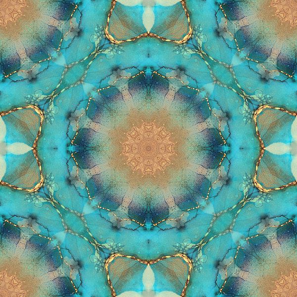 Kaleidoscope with turquoise shades by Carla van Zomeren