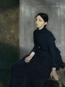 Portrait d'une jeune femme en robe bleue