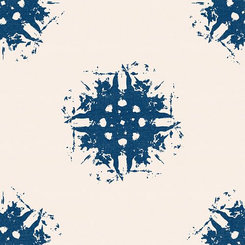 Motif Shibori ou tie dye d'inspiration vintage en bleu et beige 1