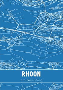 Blauwdruk | Landkaart | Rhoon (Zuid-Holland) van Rezona