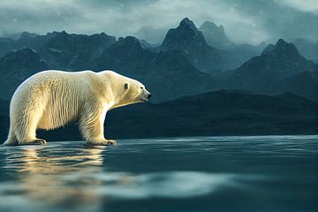 Polar bear in the Antarctic illustration by Animaflora PicsStock