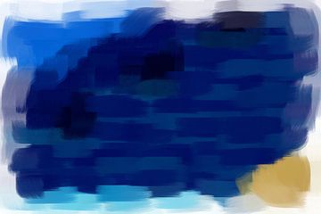Abstract in blauw geel van Maurice Dawson