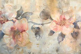 Flowering abstraction in watercolour with soft tones by Art & Soul Creations