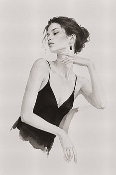 Portraits de femmes à l'encre de Chine - Portrait à l'encre de Madame Ruiz