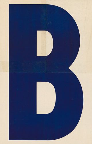 Lettre bleue vintage B. Typographie rétro.