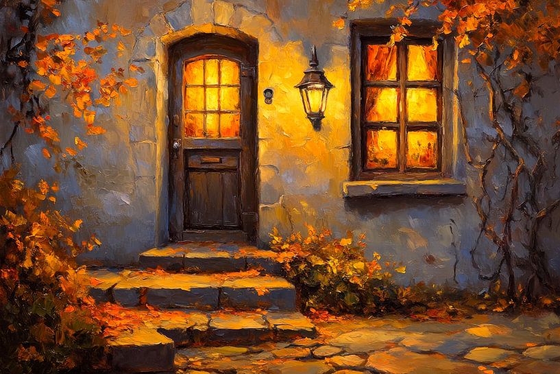 Confortable maison d'automne par Poster Art Shop