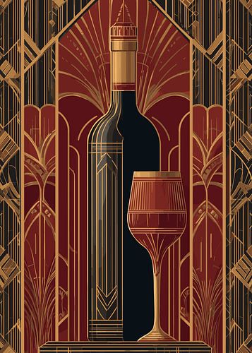 Art Deco wijnfles met glas