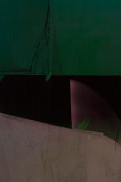 Modern abstract in zwart, roze en groen van Studio Allee