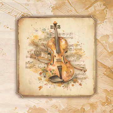 Vintage vioolkunst in antieke stijl voor vioolspelers, violisten van SergeivoArt