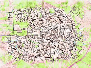 Kaart van Hilversum in de stijl 'Soothing Spring' van Maporia