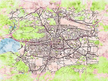 Kaart van Klagenfurt in de stijl 'Soothing Spring' van Maporia