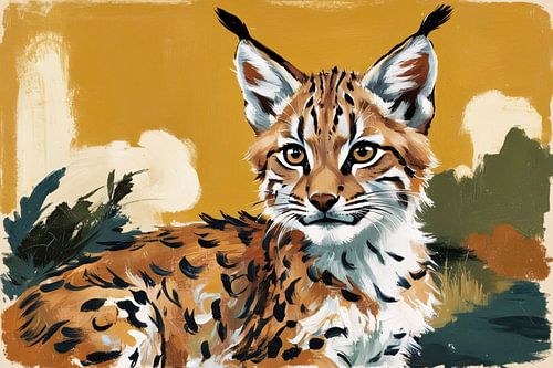 Expressief schilderij van een lynx