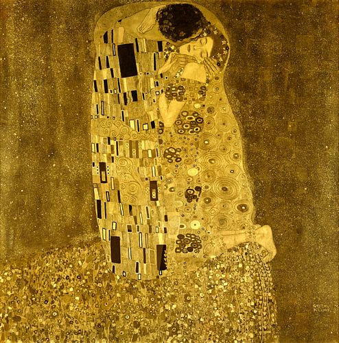 Geïnspireerd door de Kus van Gustav Klimt, in gouden kleuren