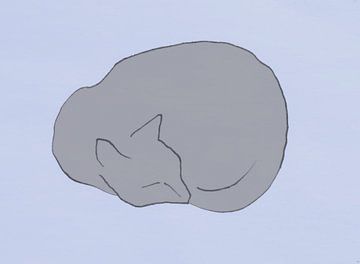 Katze Strichzeichnung monochrom von Paul Nieuwendijk
