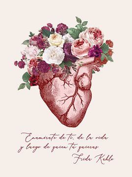 Florales anatomisches Herz (Zitat von Frida) von Cats & Dotz