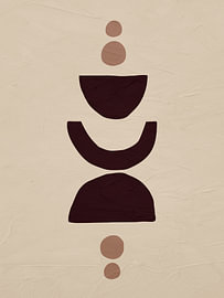 Abstract, geometric, minimalist art featuring organic forms in earth tones