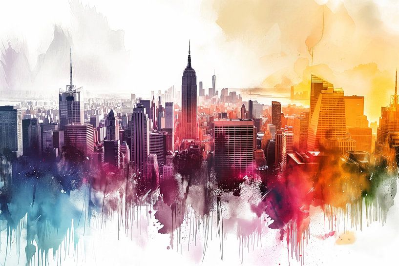 Abstrakter Blick über New York im Pop Art Stil von ARTemberaubend