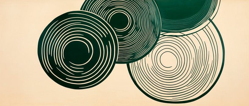 Abstracte cirkelpatronen in groen 조 van Poster Art Shop