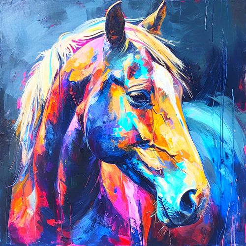 Paardenportret kleurrijke expressie dynamische energie krachtig