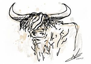 Modernes Gemälde eines schottischen Highlanders. Kunst im Genre modern new rural.