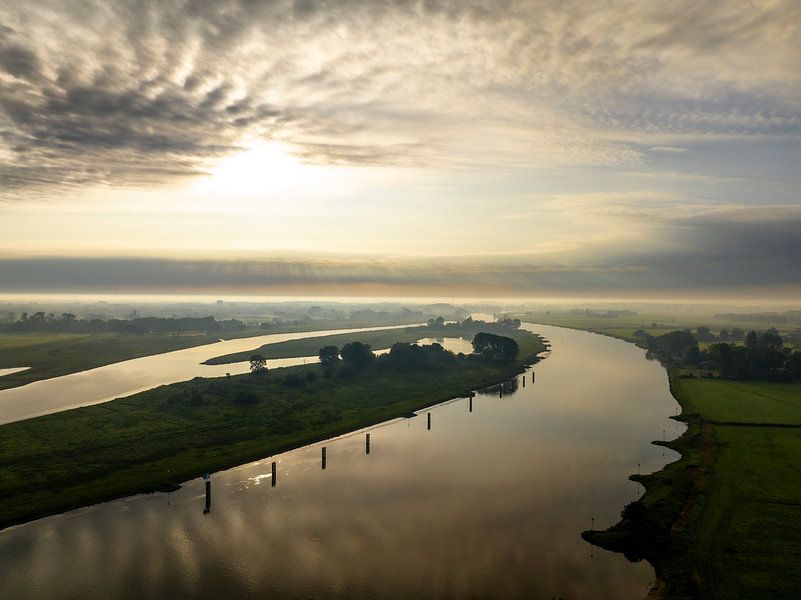 IJssel zonsopgang panoramisch landschapsgezicht van Sjoerd van der Wal Fotografie