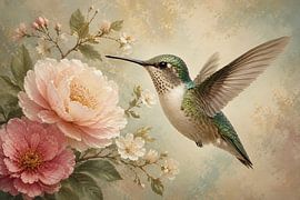 Kolibri mit Blumen von Salt Theory