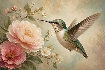 Colibri avec des fleurs