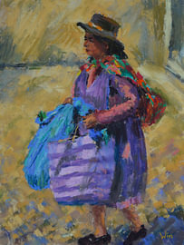 En route vers le marché sur Wim's Pastelart