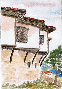 Haus am Meer in  Griechenland - gemalt Aquarell von VK (Veit Kessler)