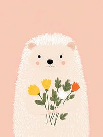 Niedlicher Igel mit Blumen – Kinderzimmer