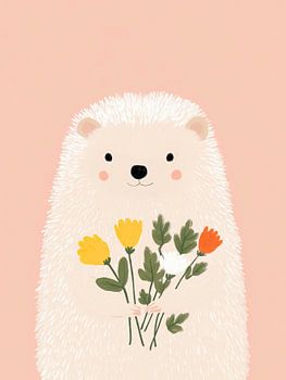 Niedlicher Igel mit Blumen – Kinderzimmer