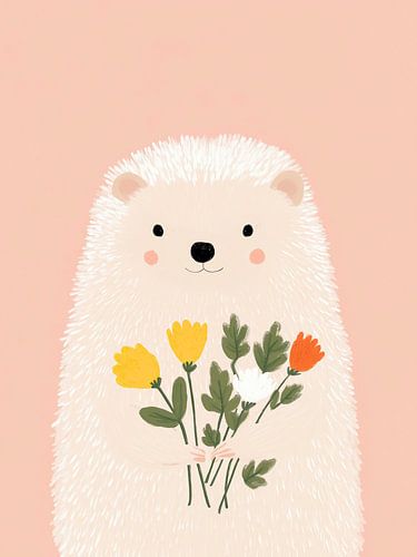 Niedlicher Igel mit Blumen – Kinderzimmer