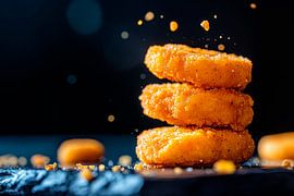 Kross gebratene Nuggets auf dunklem Hintergrund von Poster Art Shop