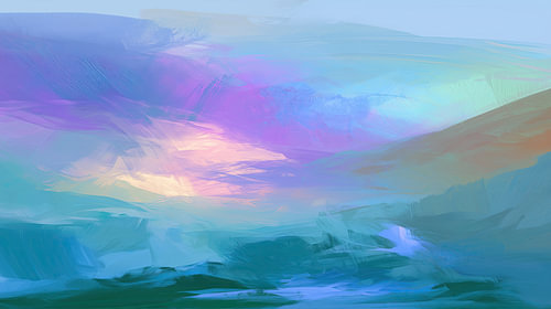 Abstracte dromerige landschap pastel blauw en paars panorama