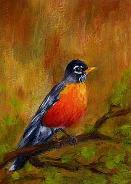 North American Robin portrait by Karen Kaspar