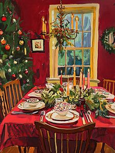 Gemütliche Atmosphäre beim Weihnachtsessen