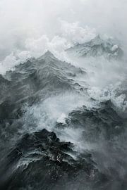 Hard mountains and fog in dark shades by Digitale Schilderijen