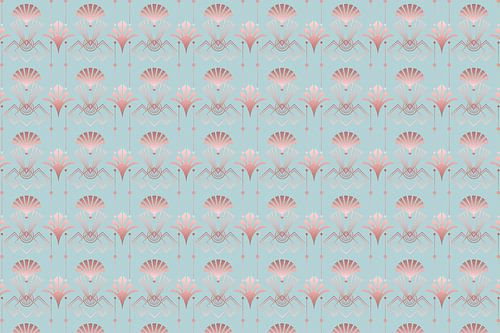 Art Deco Patroon Roos Goud Blauw