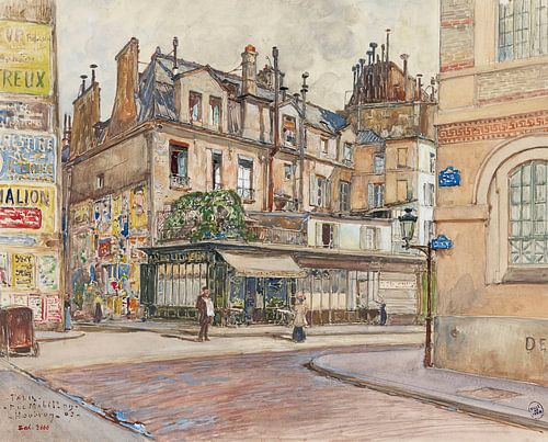 Frederic Houbron - Angle rue Mabillon et rue Clément, en 1907. 5ème et 6ème arrondissements (1907)