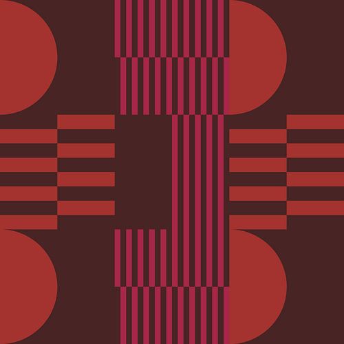 Abstracte geometrische kunst in retrostijl in roze, oranje en bruin nr. 6
