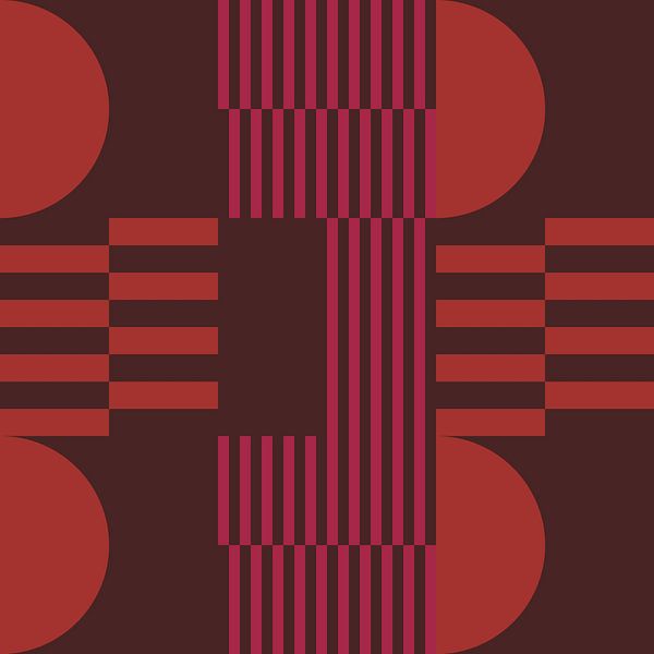 Abstract geometric art in retro style in pink, orange and brown no. 6 by Dina Dankers
